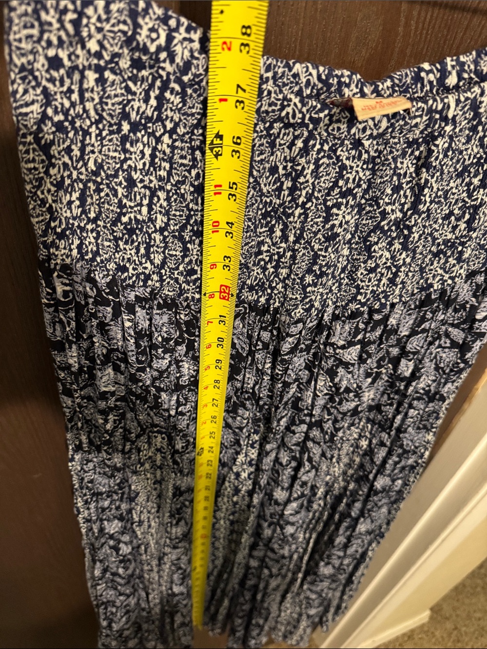 Scully's Cantina Collection Blue White Print Broomstick Floral Maxi Skirt Size M - Picture 8 of 8